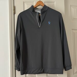 Peter Millar Gray Quarter-Zip Pullover With UNC Embroidery